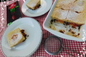 Clafoutis aux abricots frais & chocolat