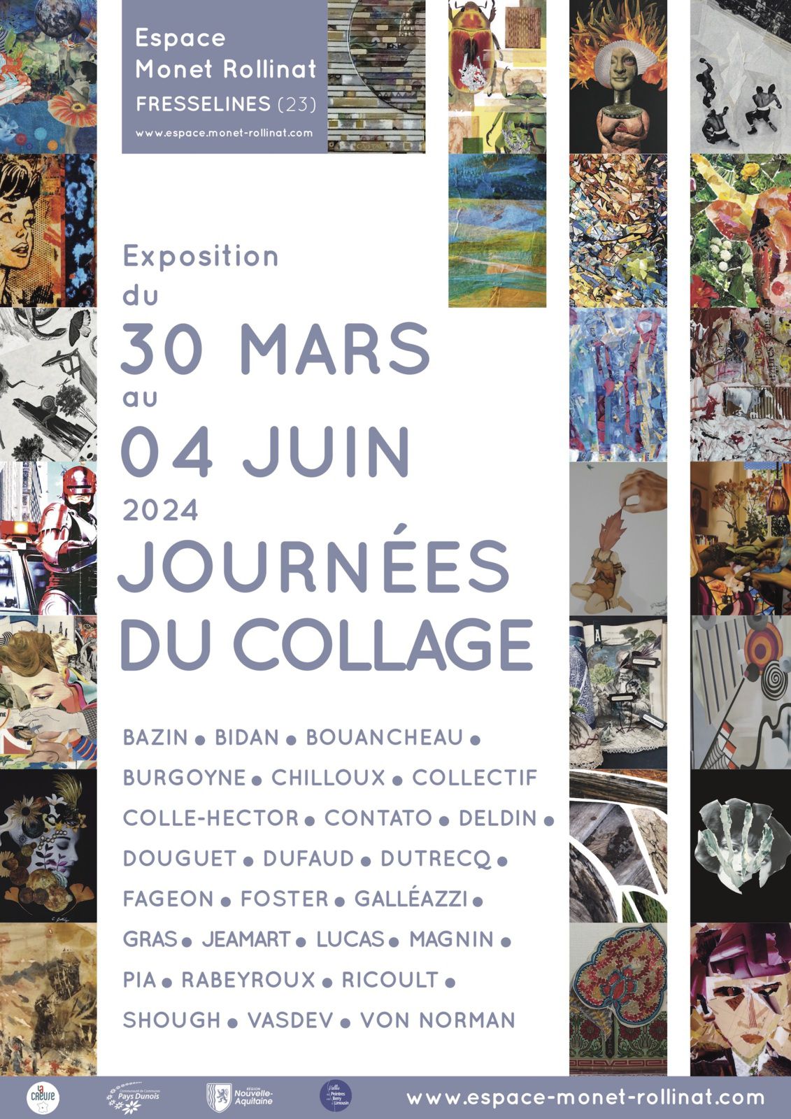 JOURNÉES COLLAGE Espace Monet-Rollinat Fresselines (23) mars juin 2024