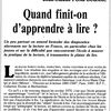 Quand finit-on d'apprendre à lire ?