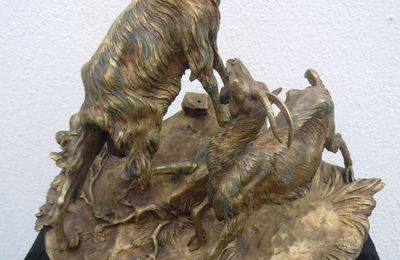 Jules Moigniez sculpture en bronze Chèvres des montagnes Mountain goats 19ème