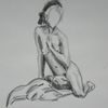 Femme nue assise de côté