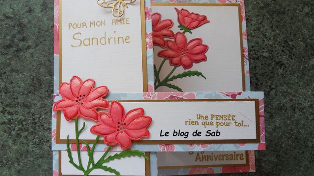 Carte double Z anniversaire femme 50 ans fleurs 
