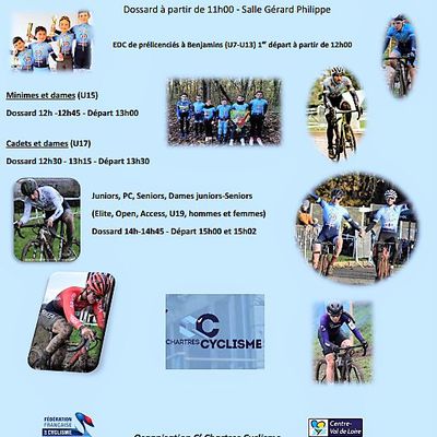Les listes des 81 engagés du cyclo-cross du Coudray (28) avec la modification des horaires pour les U15 et U17 et un beau plateau séniors
