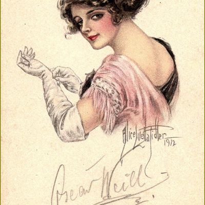 Cartes illustrées vintage femmes -  Alice Luella Fidler