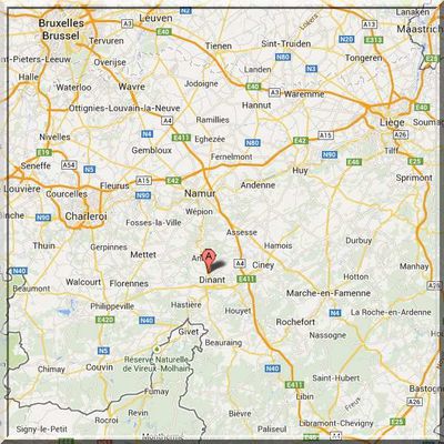 Belgique - Crèvecoeur - Position château sur carte