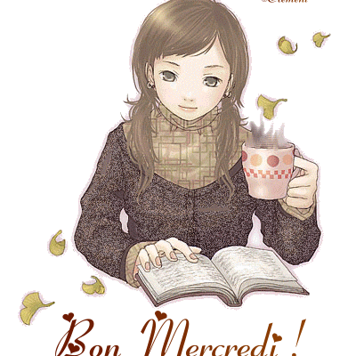 Bon mercredi - Fille - Café - Gif animé - Scintillant - Gratuit
