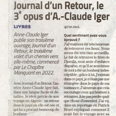 Article paru dans L'Indépendant et Midi Libre (éditions de Narbonne), le 27 février 2025