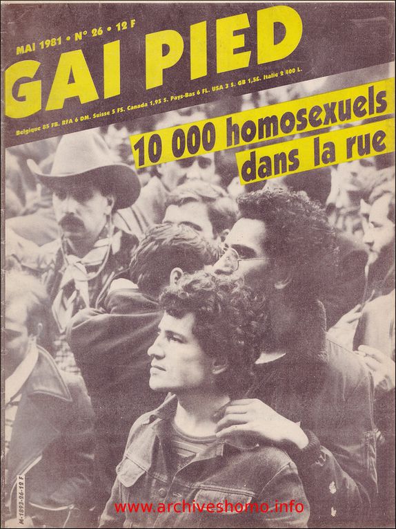 10 000 homosexuel (le)s ont manifesté dans les rues de Paris le 4 Avril 1981 à l'appel du CUARH, juste avant les élections présidentielles pour demander la dépénalisation de l'homosexualité et l'arrêt des discriminations. Gai Pied avait mis tout son poids dans la balance