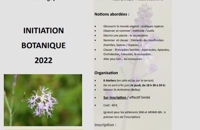 Programme des Ateliers d'initiation à la botanique