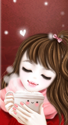 Bonne journée - Fille - Café - Douceur - Gif animé - Gratuit