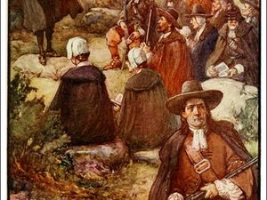 Assemblée des Camisards dans les Cévennes -  Jean Cavalier, chef des Camisards