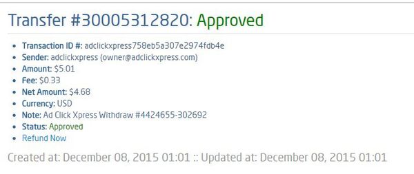 Withdrawal proof # 25 - AdClickXpress