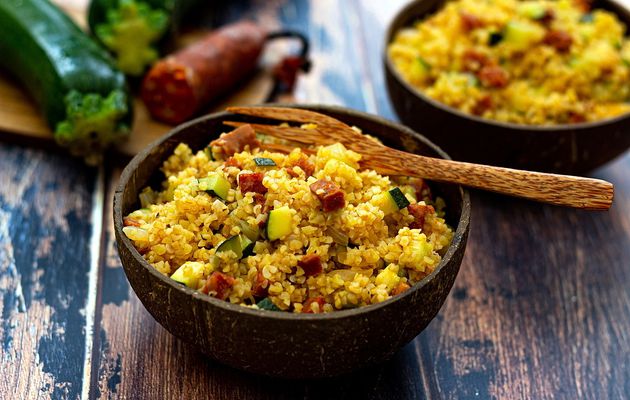 Boulgour façon risotto à la courgette et chorizo