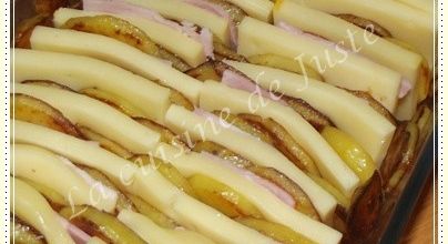 Tian de pommes de terre/jambon/raclette