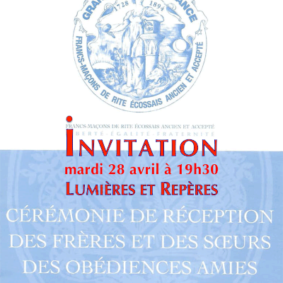 GLDF : « Lumières et Repères » avec Louis Trébuchet le  28 avril 2015 à Paris. Cérémonie organisée par la loge « Les architectes de la Lumière ».