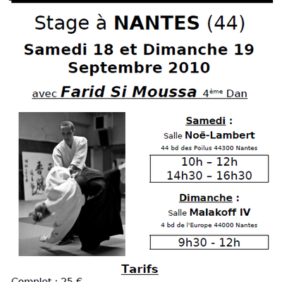 Stage Farid Si Moussa 4° DAN à Nantes