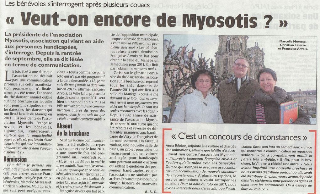 Myosotis, une association active pour la lutte contre le handicap.
Cet album regroupe les articles publiés par le quotidien L'UNION et parlant de nous.