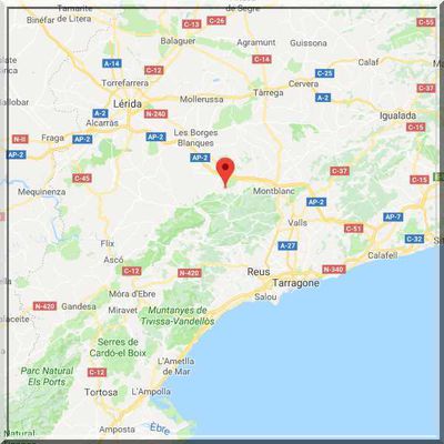 Espagne - Vallclara - Position château sur carte