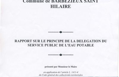 RAPPORT SUR LE PRINCIPE DE LA DELEGATION DU SERVICE PUBLIC DE L'EAU POTABLE