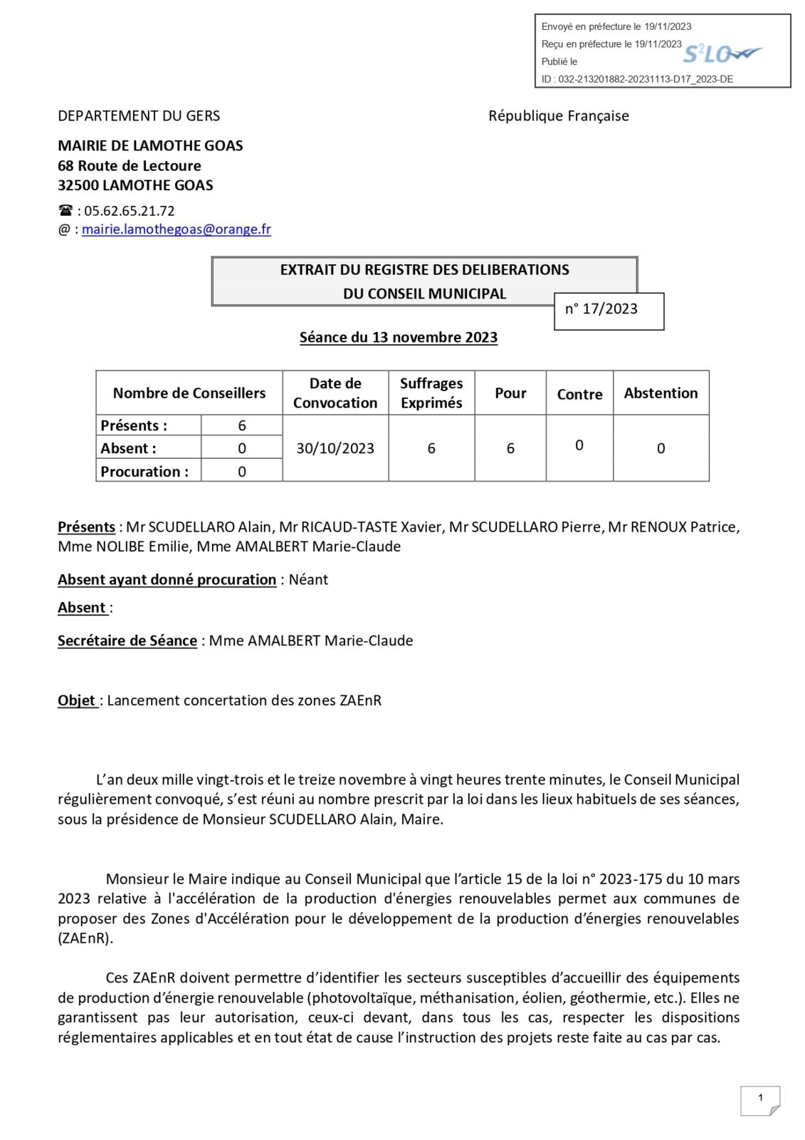 DOSSIER ZONE D'ACCELERATION des ENR LAMOTHEGOAS