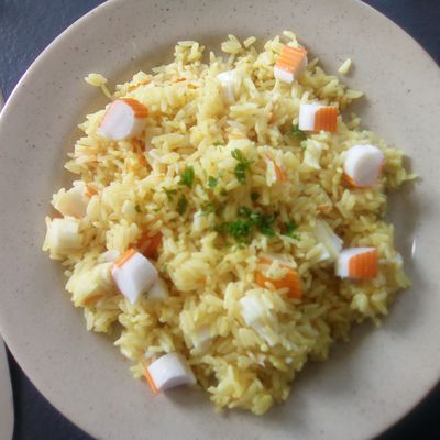 Surimi et riz au curry au cookéo