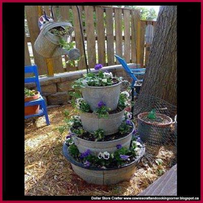 DIY Stacked Galvanized Bucket Planter