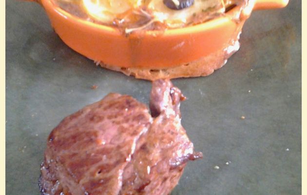 Faux filet de boeuf au gratin dauphinois de champignons