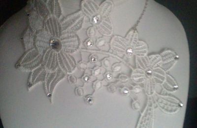 Collier argent 925, dentelle et cristal Swarovski "Lenora"