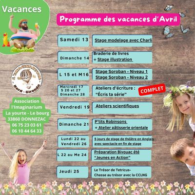 Programme des vacances d'Avril 2024 !