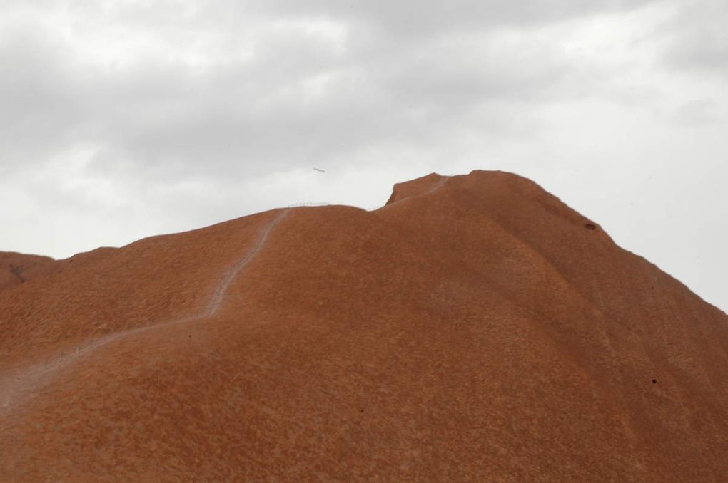 endroit à polémique: la montée pour escalader Uluru, désormais interdite car étant trop insultant pour les Anangus / the place of controversy: the uphill where people climb, which is now forbidden because too insulting for Anangu people