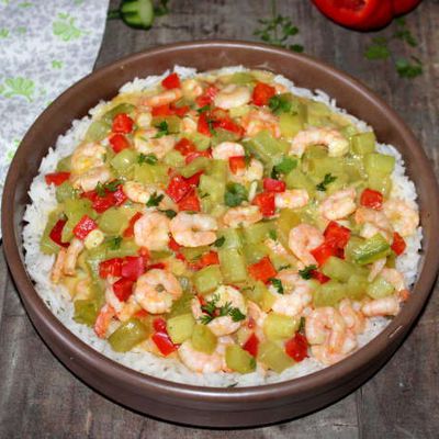 Riz et concombre aux crevettes 