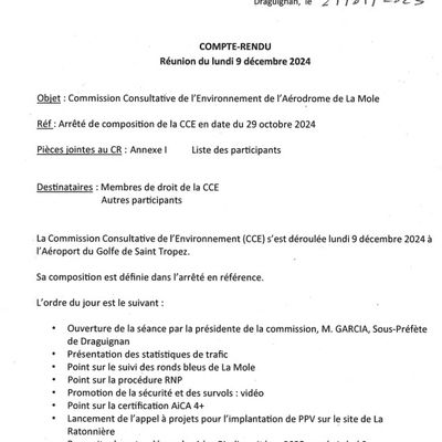 Aérodrome de La Mole, Commission Consultative de l'Environnement