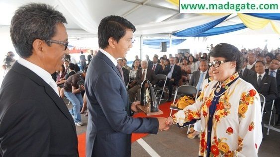 Zone Zital, Ankorondrano, 06.12.2012. Le Président Andry Rajoelina a participé au premier jour de la célébration des 40 ans de la FIVMPAMA (Groupement du Patronat malagasy). Photos Harilala Randrianarison